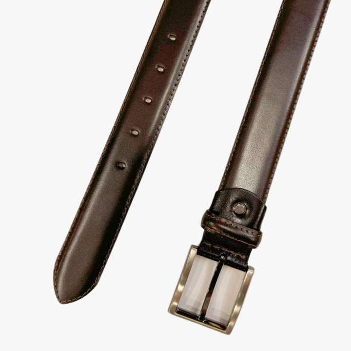 Synthetic Leather Belt - DARK BROWN -