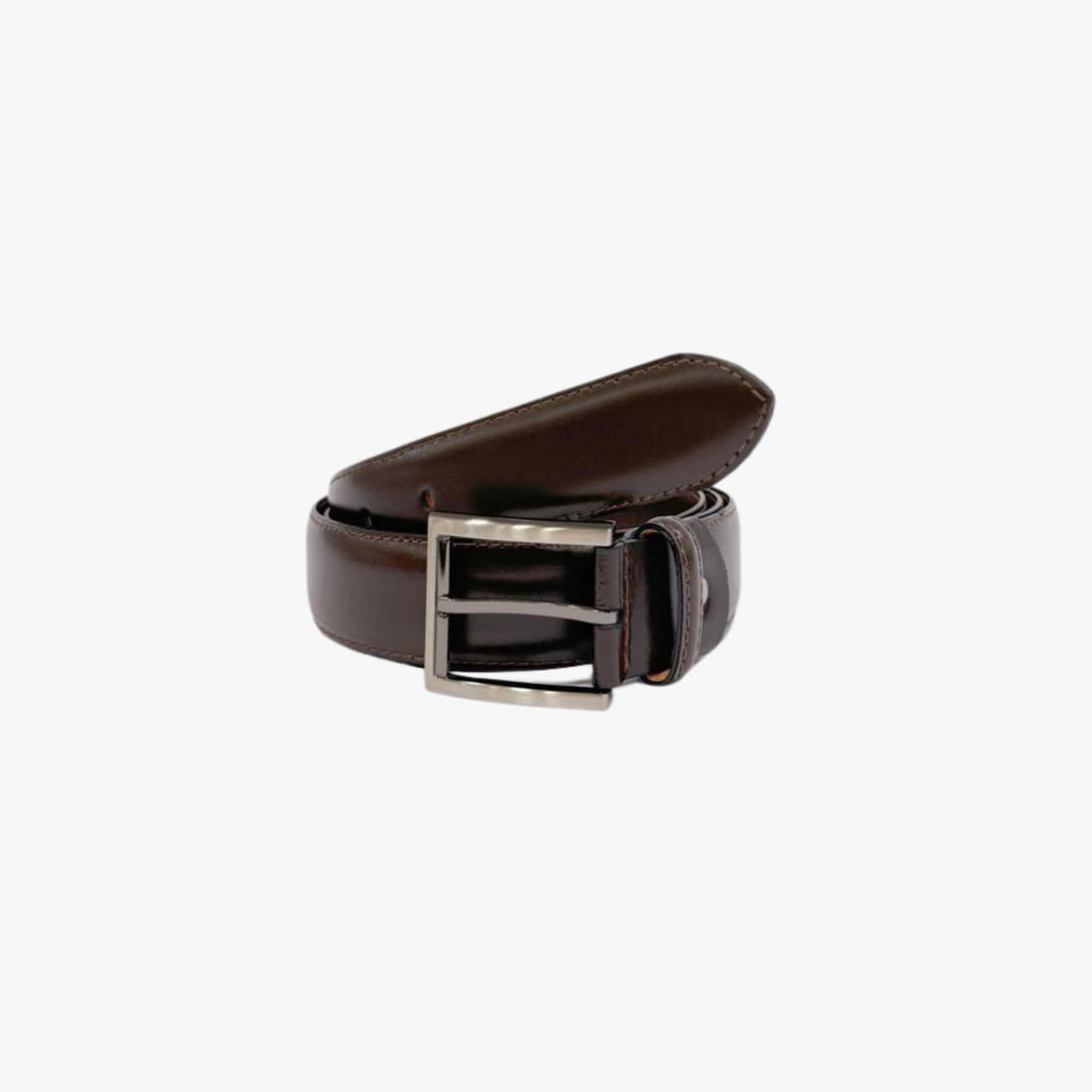 Synthetic Leather Belt - DARK BROWN -